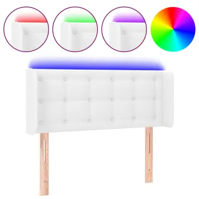 vidaXL LED posteljno vzglavje belo 83x16x78/88 cm umetno usnje