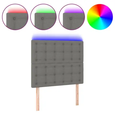 vidaXL LED posteljno vzglavje temno sivo 100x5x118/128 cm blago