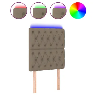 vidaXL LED posteljno vzglavje taupe 80x7x118/128 cm blago
