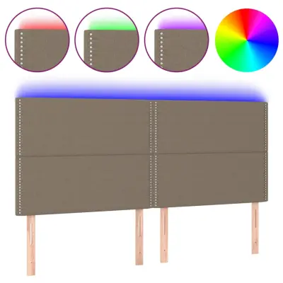 vidaXL LED posteljno vzglavje roza 200x5x118/128 cm blago