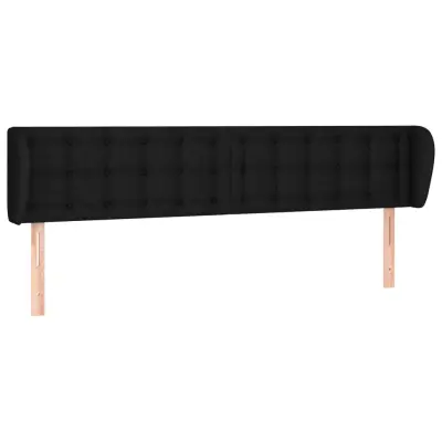 vidaXL Vzglavje z ušesi črno 163x23x78/88 cm blago