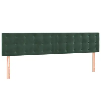 vidaXL Posteljno vzglavje 2 kosa temno zeleno 100x5x78/88 cm žamet