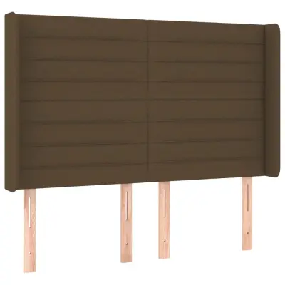 vidaXL Vzglavje z ušesi temno rjavo 147x16x118/128 cm blago
