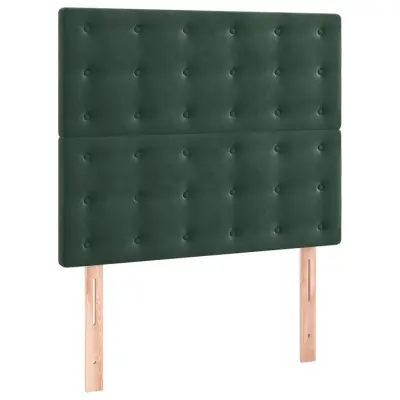vidaXL Posteljno vzglavje 2 kosa temno zeleno 90x5x78/88 cm žamet