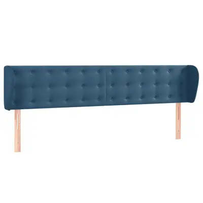 vidaXL Vzglavje z ušesi temno modro 183x23x78/88 cm žamet