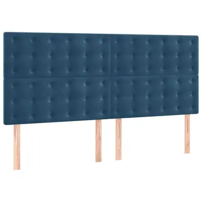 vidaXL Posteljno vzglavje 4 kosa temno moder 80x5x78/88 cm žamet