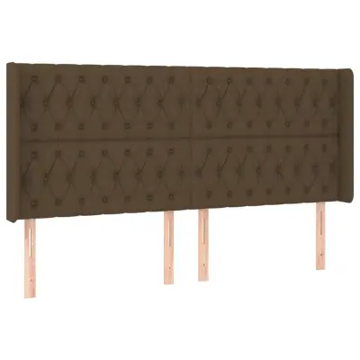 vidaXL Vzglavje z ušesi temno rjavo 203x16x118/128 cm blago