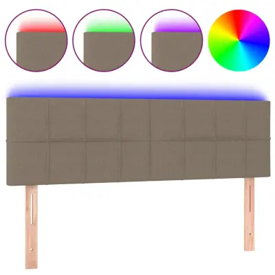 vidaXL LED posteljno vzglavje taupe 144x5x78/88 cm blago