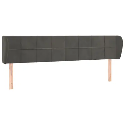 vidaXL Vzglavje z ušesi temno sivo 163x23x78/88 cm žamet