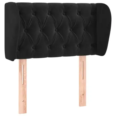 vidaXL Vzglavje z ušesi črno 83x23x78/88 cm žamet