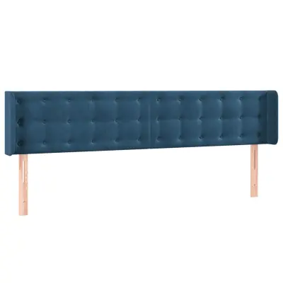 vidaXL Vzglavje z ušesi temno modro 183x16x78/88 cm žamet