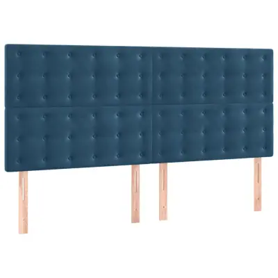 vidaXL Posteljno vzglavje 4 kosa temno moder 90x5x78/88 cm žamet