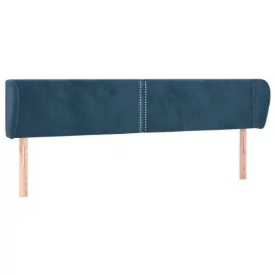 vidaXL Vzglavje z ušesi temno modro 163x23x78/88 cm žamet