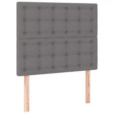 vidaXL Posteljno vzglavje 2 kosa temno sivo 80x5x78/88 cm blago