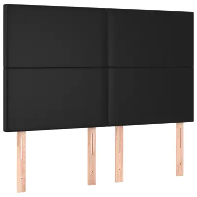 vidaXL Posteljno vzglavje 4 kosa črn 72x5x78/88 cm umetno usnje