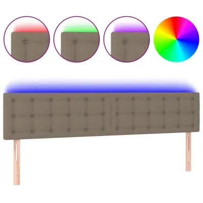 vidaXL LED posteljno vzglavje taupe 160x5x78/88 cm blago