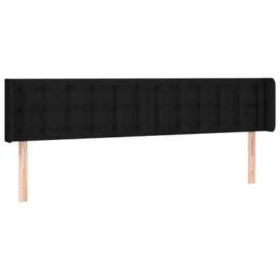 vidaXL Vzglavje z ušesi črno 203x16x78/88 cm blago