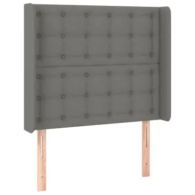 vidaXL Vzglavje z ušesi temno sivo 103x16x118/128 cm blago