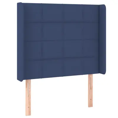 vidaXL Vzglavje z ušesi modro 83x16x118/128 cm blago