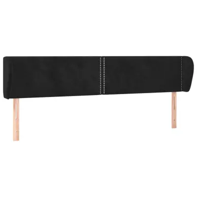 vidaXL Vzglavje z ušesi črno 163x23x78/88 cm žamet