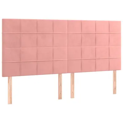 vidaXL Posteljno vzglavje 4 kosa roza 90x5x78/88 cm žamet