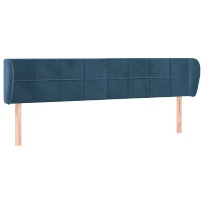 vidaXL Vzglavje z ušesi temno modro 163x23x78/88 cm žamet