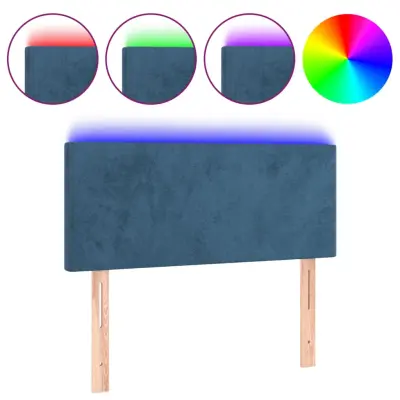 vidaXL LED posteljno vzglavje temno modro 90x5x78/88 cm žamet
