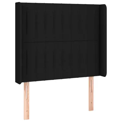 vidaXL Vzglavje z ušesi črno 103x16x118/128 cm blago