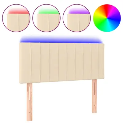 vidaXL LED posteljno vzglavje krem 80x5x78/88 cm blago