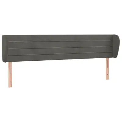 vidaXL Vzglavje z ušesi temno sivo 163x23x78/88 cm žamet