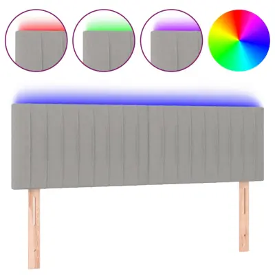 vidaXL LED posteljno vzglavje svetlo sivo 144x5x78/88 cm blago