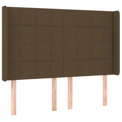 vidaXL Vzglavje z ušesi temno rjavo 147x16x118/128 cm blago
