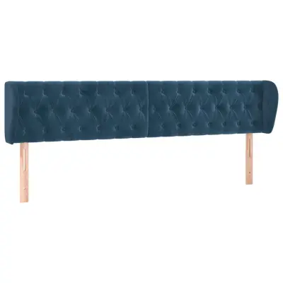 vidaXL Vzglavje z ušesi temno modro 203x23x78/88 cm žamet