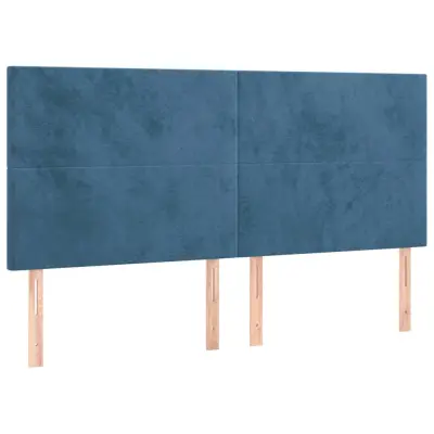 vidaXL Posteljno vzglavje 4 kosa temno moder 90x5x78/88 cm žamet