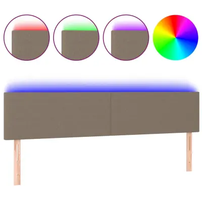 vidaXL LED posteljno vzglavje taupe 200x5x78/88 cm blago