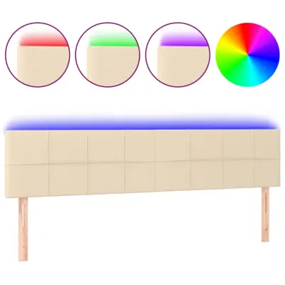 vidaXL LED posteljno vzglavje krem 160x5x78/88 cm blago