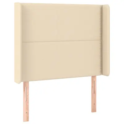 vidaXL Vzglavje z ušesi krem 93x16x118/128 cm blago