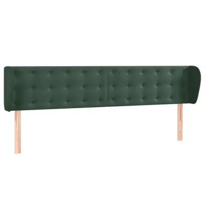 vidaXL Vzglavje z ušesi temno zeleno 163x23x78/88 cm žamet