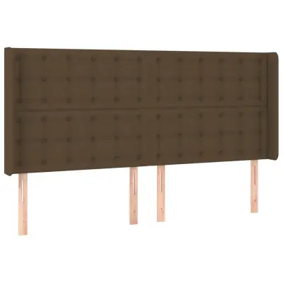 vidaXL Vzglavje z ušesi temno rjavo 203x16x118/128 cm blago
