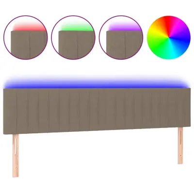 vidaXL LED posteljno vzglavje taupe 160x5x78/88 cm blago