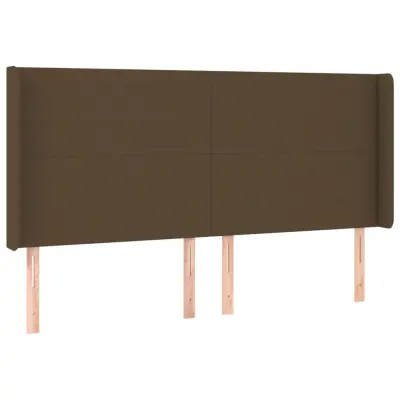 vidaXL Vzglavje z ušesi temno rjavo 163x16x118/128 cm blago
