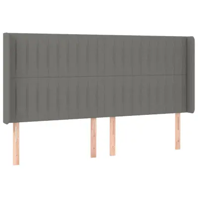 vidaXL Vzglavje z ušesi temno sivo 163x16x118/128 cm blago