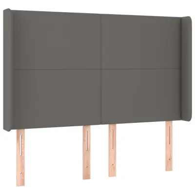 vidaXL Vzglavje z ušesi sivo 147x16x118/128 cm umetno usnje