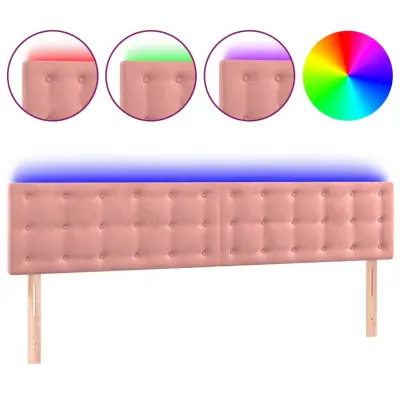vidaXL LED posteljno vzglavje roza 160x5x78/88 cm žamet