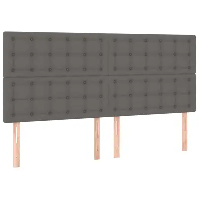 vidaXL Posteljno vzglavje 4 kosa siv 80x5x78/88 cm umetno usnje