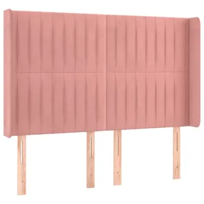 vidaXL Vzglavje z ušesi roza 147x16x118/128 cm žamet