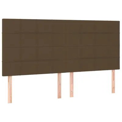 vidaXL Posteljno vzglavje 4 kosa temno rjav 100x5x78/88 cm blago