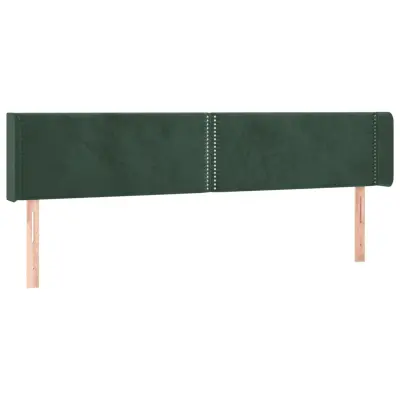 vidaXL Vzglavje z ušesi temno zeleno 203x16x78/88 cm žamet