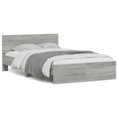 vidaXL Posteljni okvir z vzglavjem siva sonoma 135x190 cm