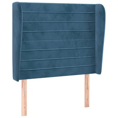 vidaXL Vzglavje z ušesi temno modro 83x23x118/128 cm žamet